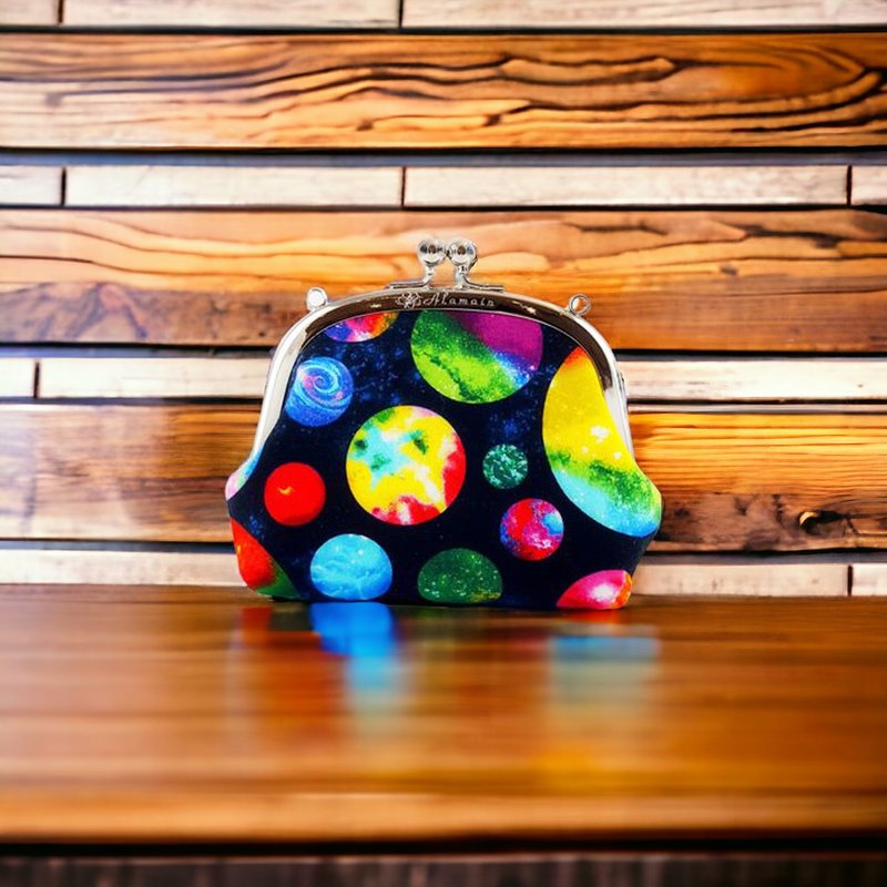 艾拉蔓手工圆框口金小废包-炫彩星球 - 零钱包 - 棉．麻 