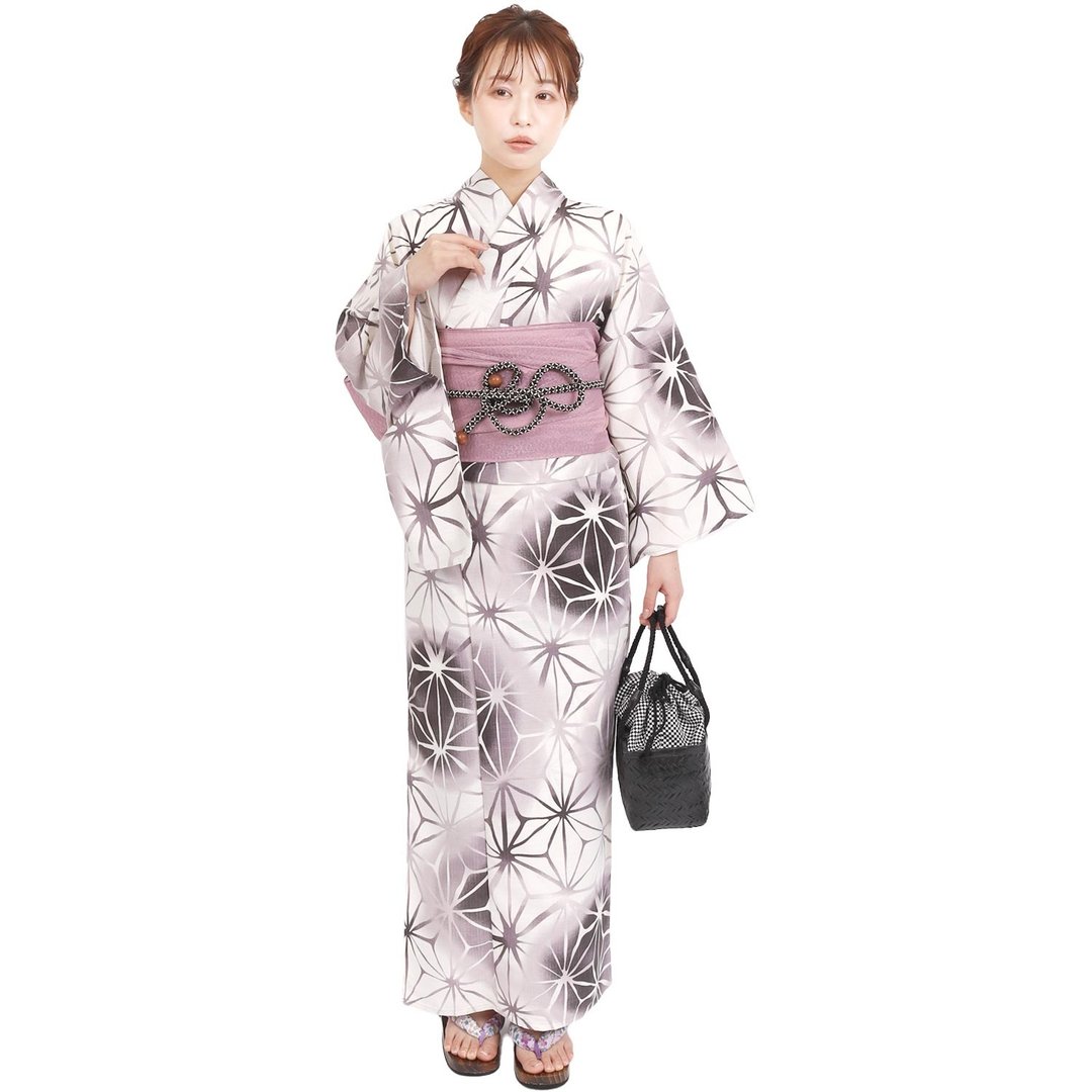 日本 和服 聚酯纤维 梭织 女性 浴衣 腰带 2件组 F Size X37-08A - 其他 - 聚酯纤维 绿色
