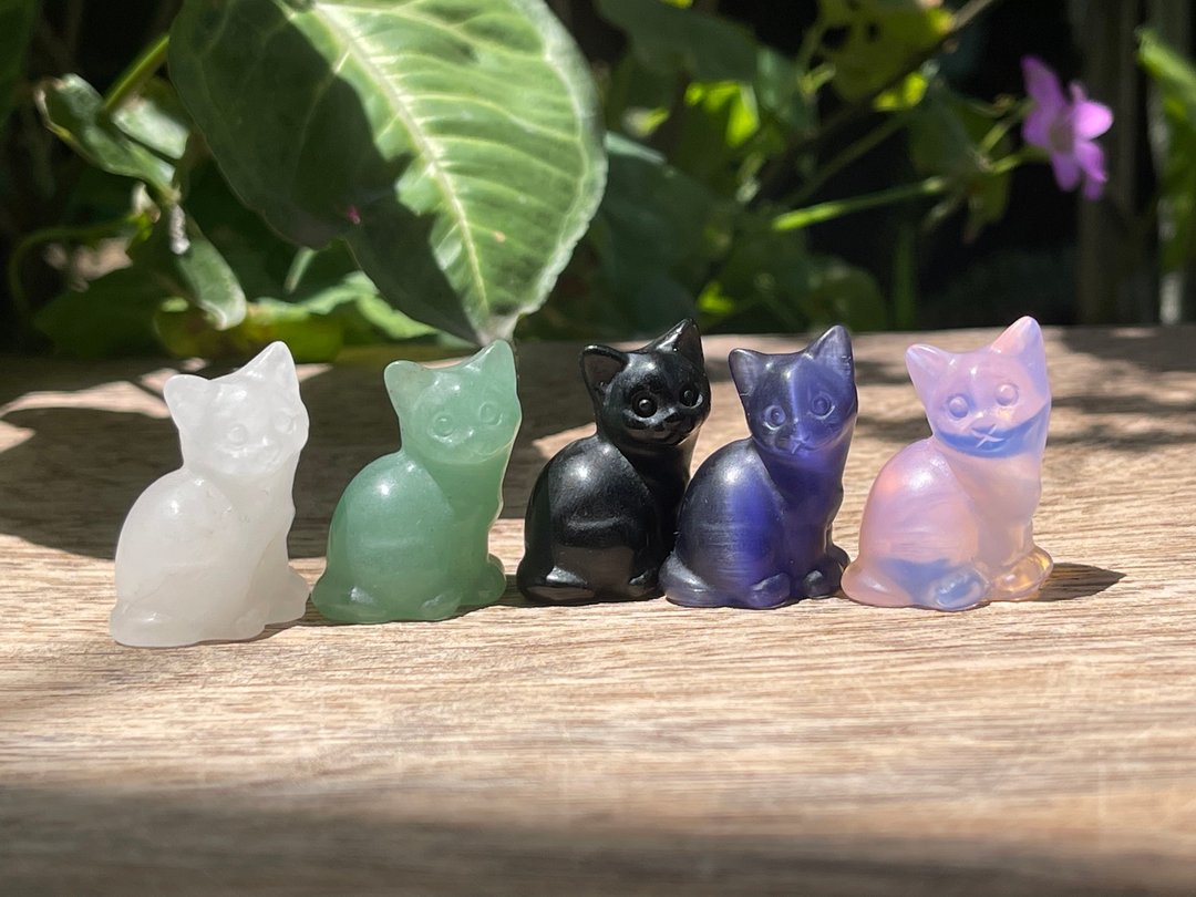 宝石小猫咪 - 【手作游乐园。天然水晶矿石。雕刻摆件】 - 摆饰 - 半宝石 多色
