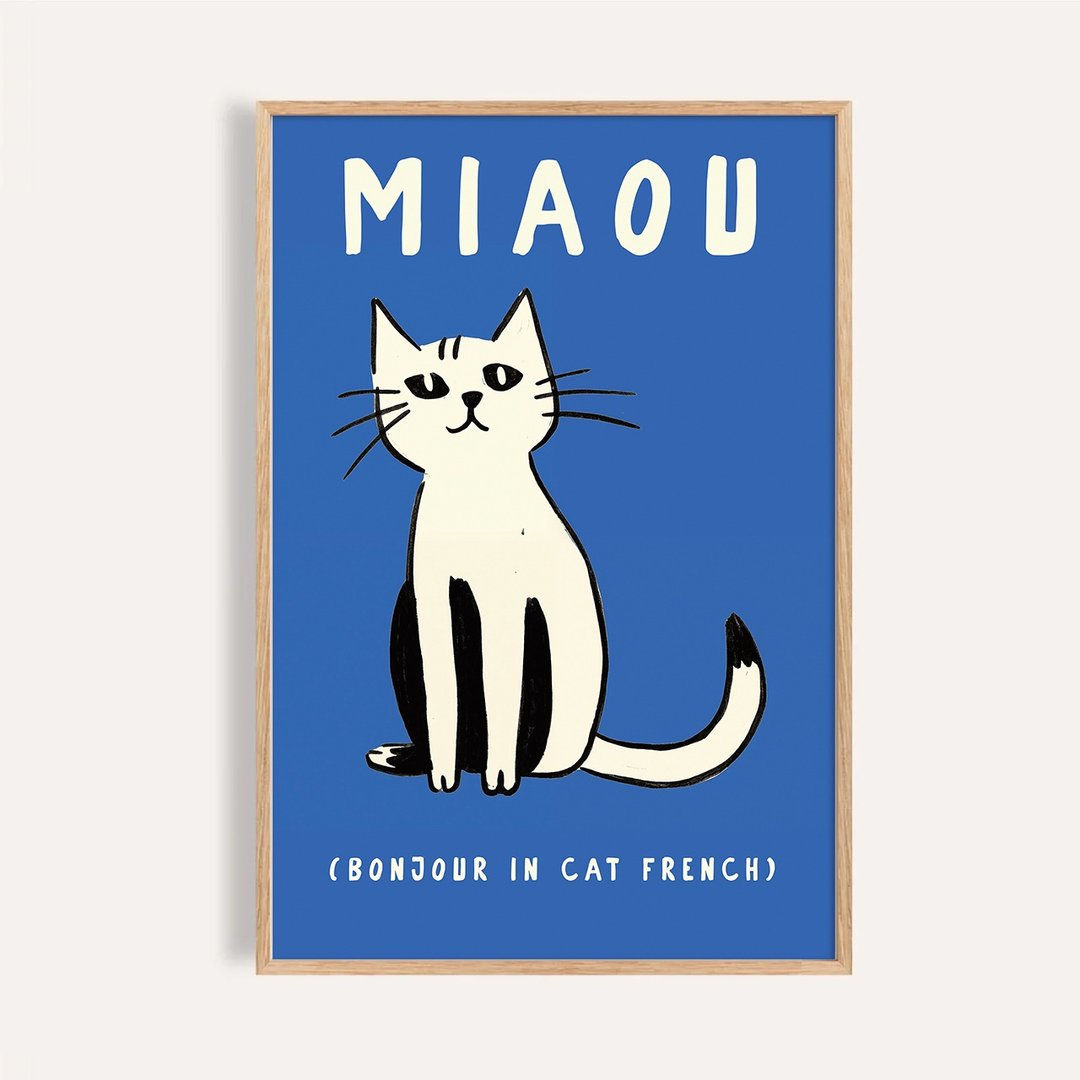 喵语法文 MIAOU / 极简猫咪插画 / 挂画 无框画 海报 - 海报/装饰画/版画 - 纸 