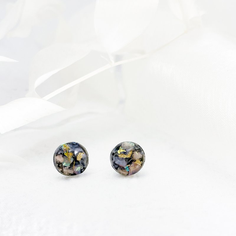 日系和风 真花手工贝壳 树脂耳环/耳夹/UV穿搭配件 - 耳环/耳夹 - 树脂 多色