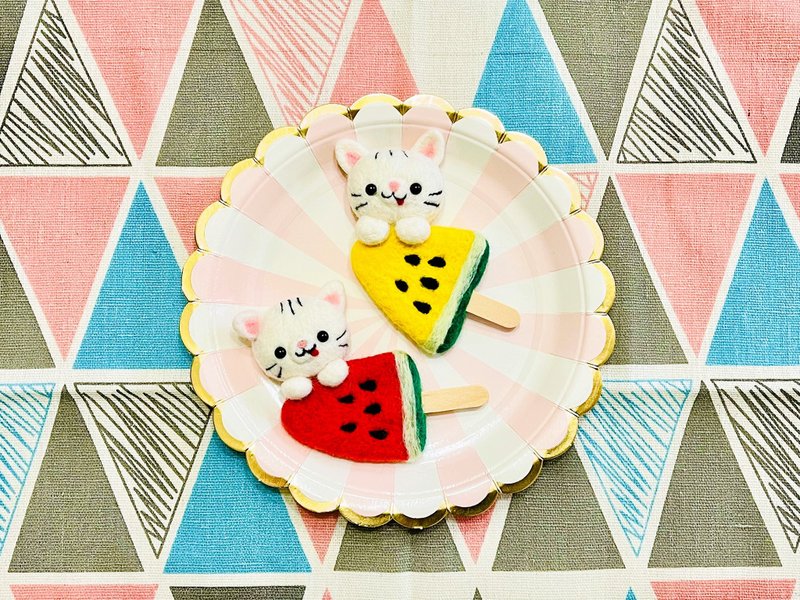 喵喵西瓜羊毛毡磁铁-共2款 - 冰箱贴/磁贴 - 羊毛 