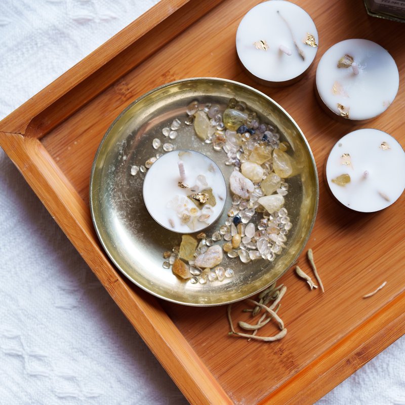 【钱钱快来・草药许愿蜡烛】招财 聚财 守财 财富 带来好运与丰盛 - 蜡烛/烛台 - 植物．花 金色