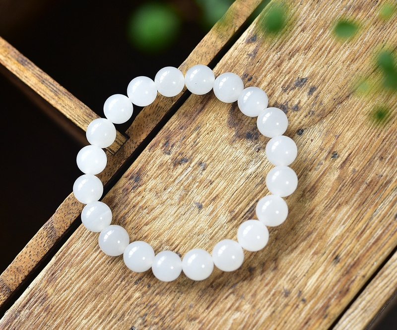 秒杀 天然新疆和田玉羊脂玉圆珠手链 玉质细腻油润 - 手链/手环 - 玉石 