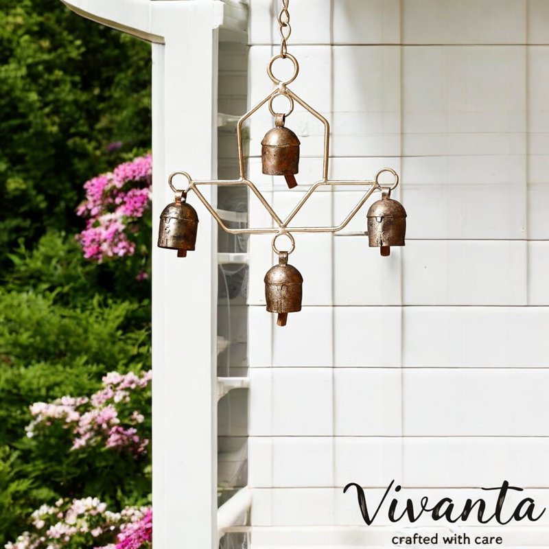 户外装饰风铃四铃铁制复古门饰阳台庭院挂饰 - 摆饰 - 其他材质 金色