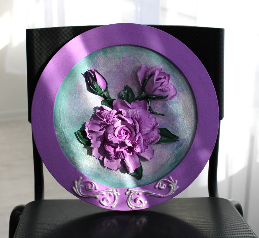 Roses, decorative wall panel, sculptural painting. - 墙贴/壁贴 - 其他金属 