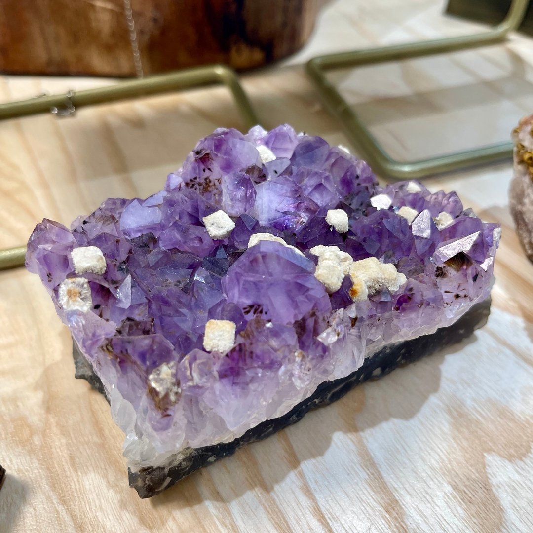 紫钛晶 方解石共生原石 财富 家居 摆设 办公室 风水 专注 身心 - 摆饰 - 水晶 紫色