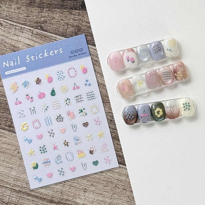 美甲贴纸 涂鸦风指甲贴 8×10cm 56图案 - 贴纸 - 树脂 