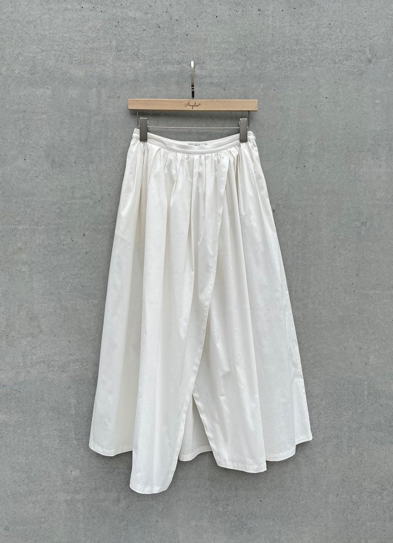 气质剪裁大圆裙(白) - 裙子 - 棉．麻 白色