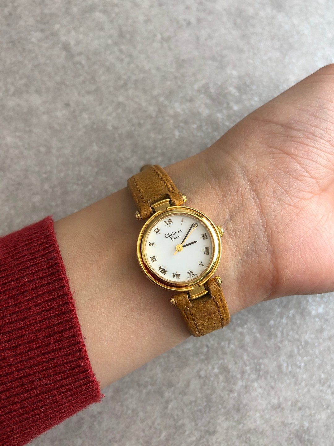 【VintageShop solo 日本直送中古包专卖店】Christian Dior 腕表 棕色 皮革 不锈钢 石英 3005 vintage j3tikl - 女表 - 真皮 咖啡色