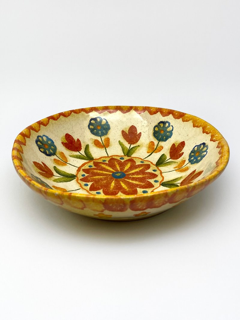 意大利手工陶- FE义式派对 深盘 19cm - 盘子/餐盘/盘架 - 陶 橘色