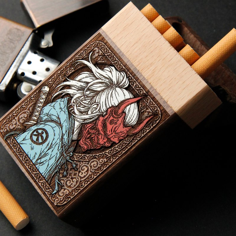 Oni Punk - 烟盒雷射雕刻+手绘 - 其他 - 木头 咖啡色