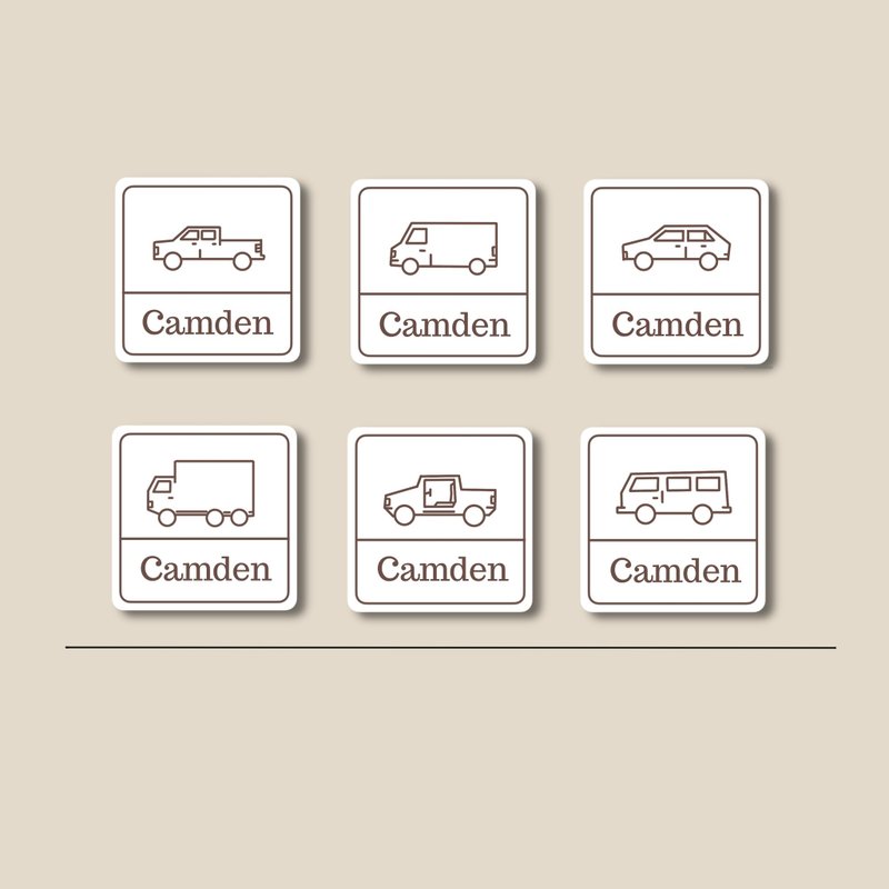 姓名贴纸 耐高温 防水姓名贴 方形 运输车辆系1 - 贴纸 - 纸 咖啡色