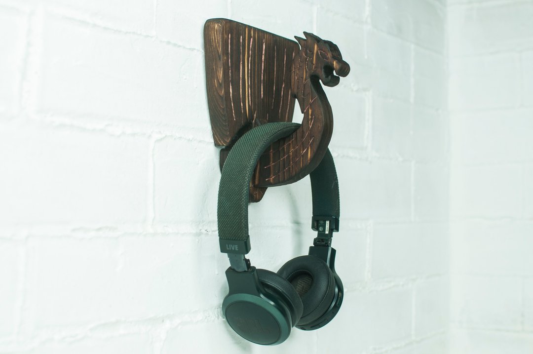 Headphone Wall Holder Viking fighting boat Drakar nordic decor - 耳机 - 木头 咖啡色