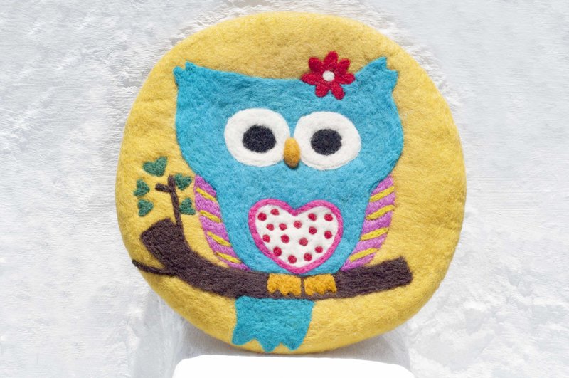 纯羊毛毡坐垫 羊毛毡椅垫 羊毛毡动物椅垫-南美洲可爱猫头鹰 黄色 - 椅子/沙发 - 羊毛 黄色