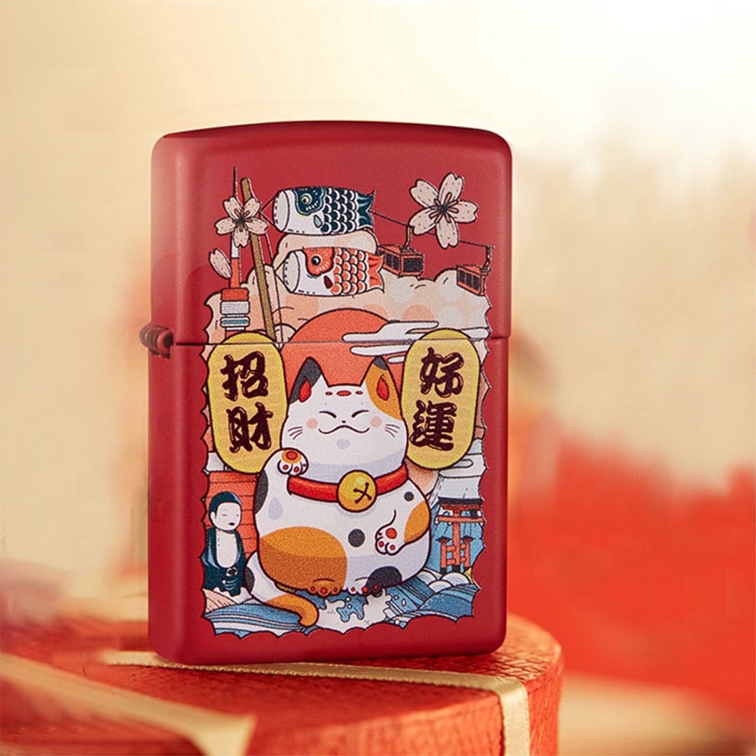 【ZIPPO官方旗舰店】 好运招财猫防风打火机 - 其他 - 铜/黄铜 红色