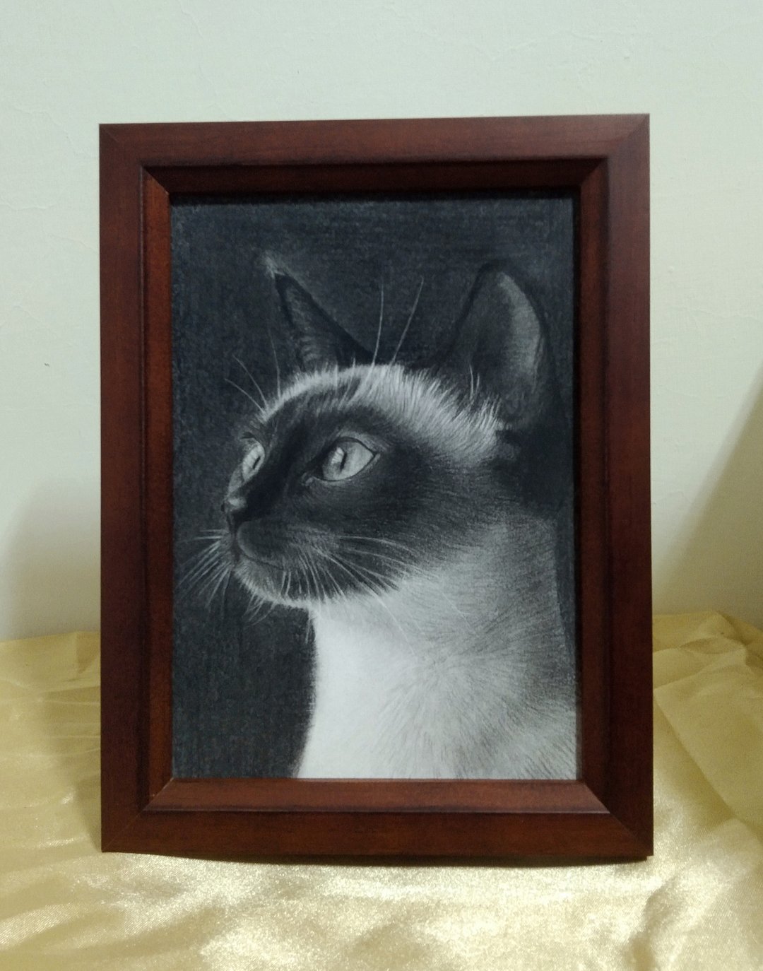摆设 / 猫 / 炭精笔画 / 原稿 / 含框 - 海报/装饰画/版画 - 纸 