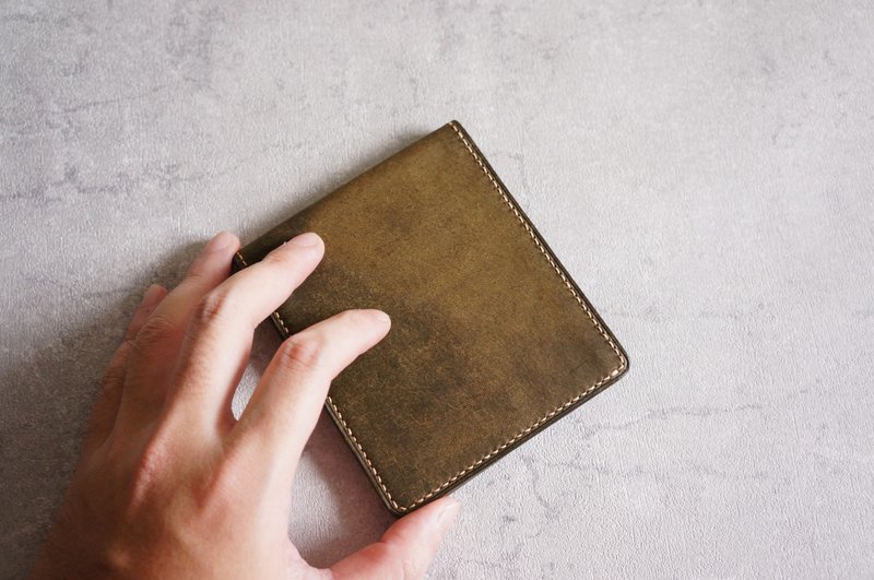 六卡短夹/橄榄绿色【意大利植韖革协会皮革】 / 现货 - 皮夹/钱包 - 真皮 绿色