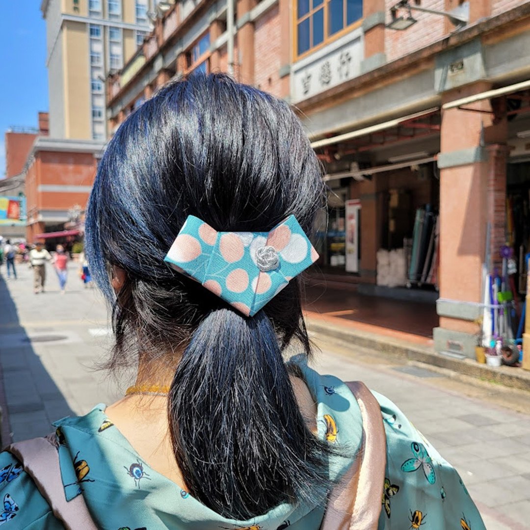 【和风腰扭带结发夹 】日本棉麻布 盘扣如意结 弹簧夹-夏日清新款 - 发饰 - 棉 黄色