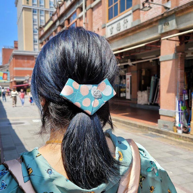 【和风腰扭带结发夹 】日本棉麻布 盘扣如意结 弹簧夹-夏日清新款 - 发饰 - 棉．麻 黄色