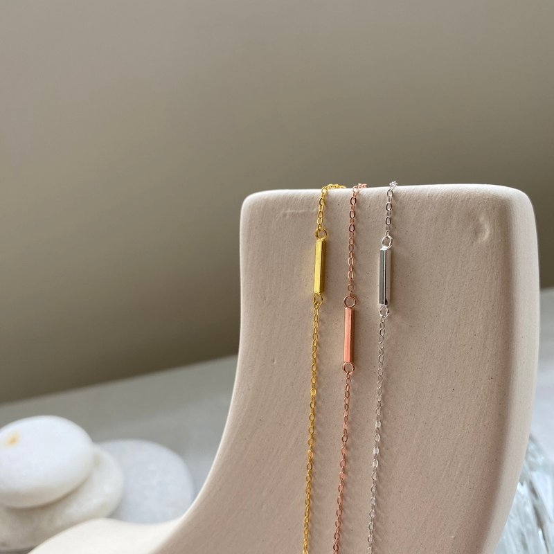 拾银 | Be easy 纯银手链 | 小众设计款 - 手链/手环 - 纯银 粉红色