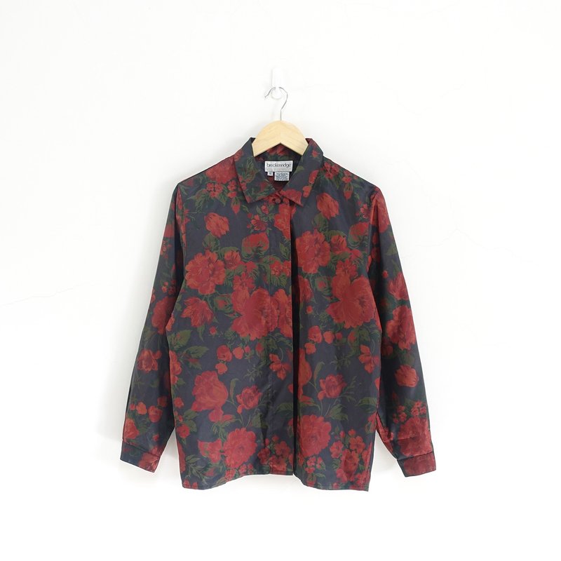 │Slowly│沙仑玫瑰花-古着衬衫│vintage.复古.文艺 - 女装衬衫 - 聚酯纤维 多色