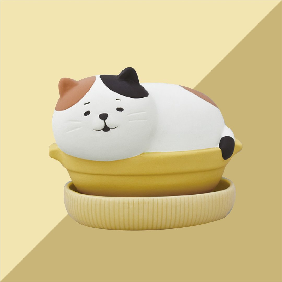 日本DECOLE 自然气化加湿器 - 土锅三色猫 - 摆饰 - 陶 多色