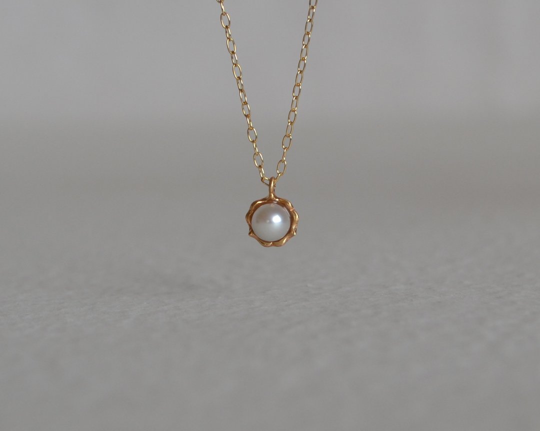 Frill Akoya Pearl Necklace - 项链 - 其他金属 金色