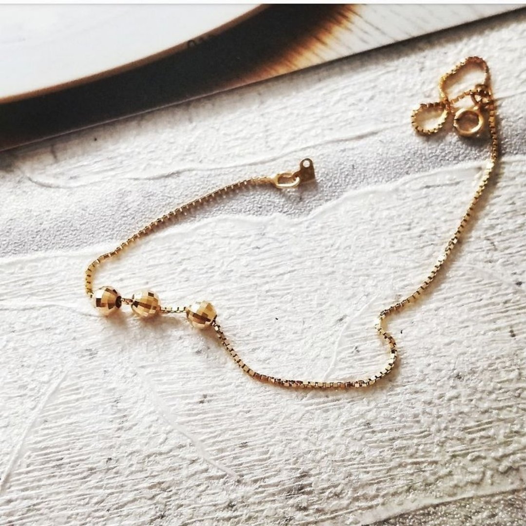 Eli Jewelry意大利立体精致金圆球型雕刻纯14K金手链附金饰保证卡 - 手链/手环 - 贵金属 金色