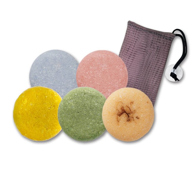 陈怡安-植萃洗发饼60gx5入组-赠竹炭四层香皂袋 - 洗发用品 - 精油 粉红色