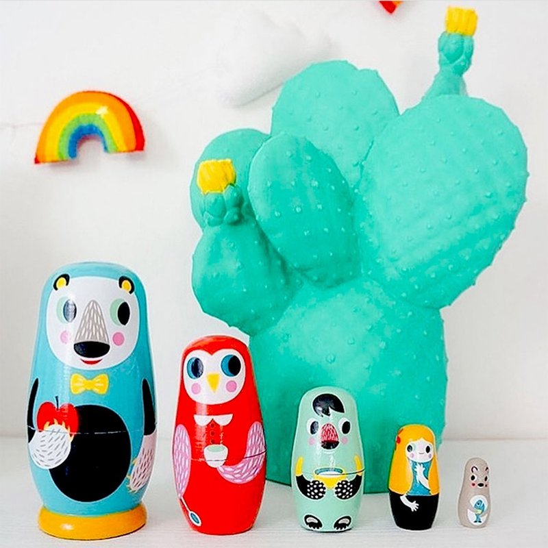 【绝版出清】荷兰 Petit Monkey ─ 森林动物俄罗斯娃娃 - 摆饰 - 木头 多色