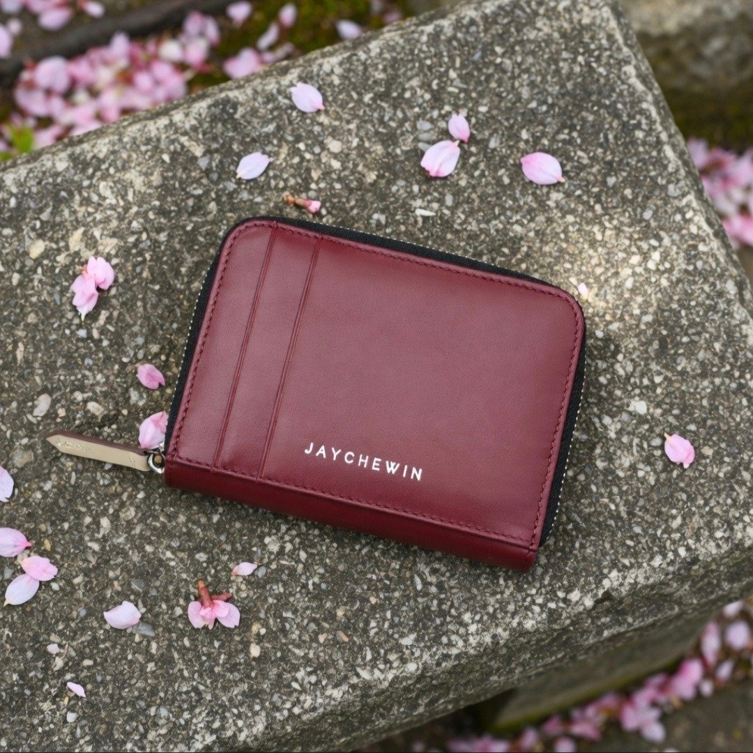 Flat Wallet ProMax 超薄拉链钱夹 - 酒红色 - 皮夹/钱包 - 真皮 红色