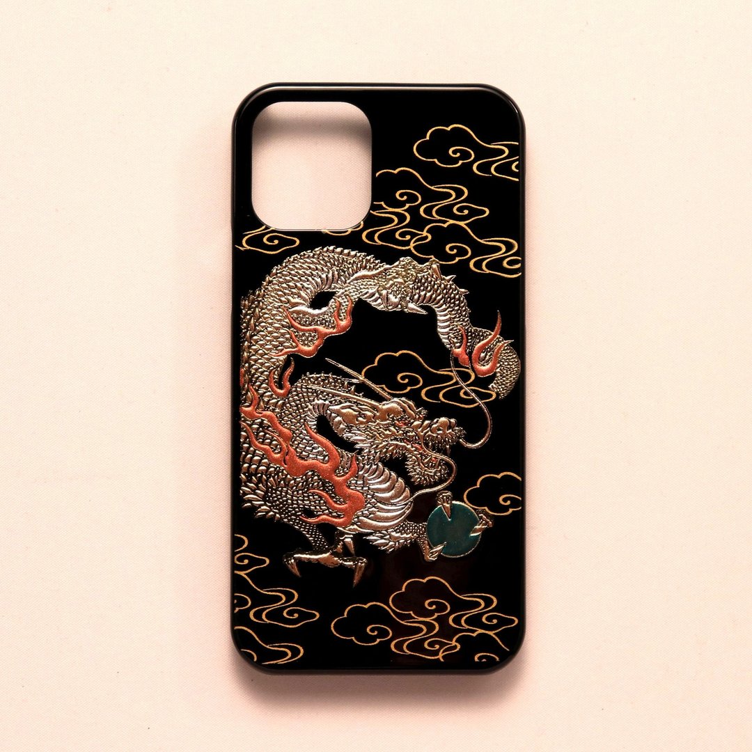 莳绘 iPhone 保护壳 iPhone15 系列 高盛り莳絵 云龙 山中漆器 - 手机壳/手机套 - 其他材质 