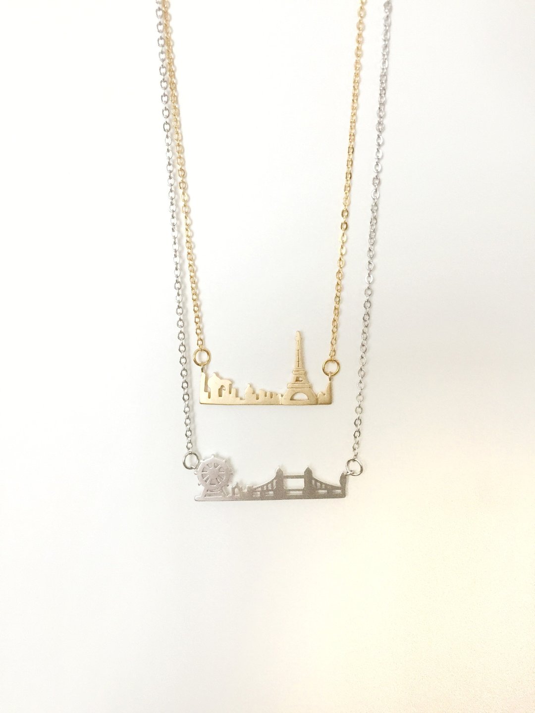 armei 伦敦巴黎 浪漫之旅 双吊坠项链 Romance Trip London & Paris Double Layer Pendant Necklace - 颈链 - 其他金属 咖啡色