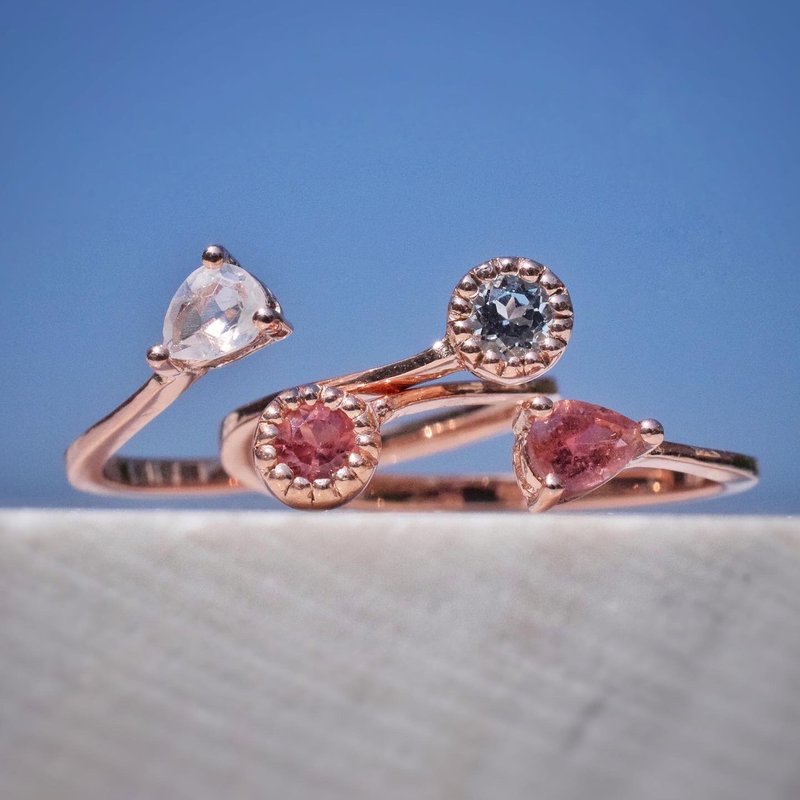 minim multi twin gemstone ring #minimsignature R221 - 戒指 - 纯银 