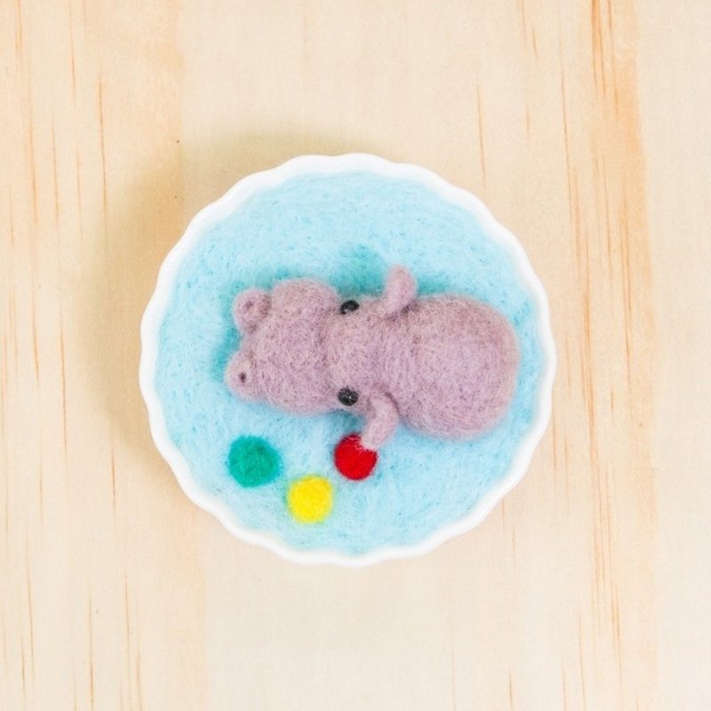 河马戏水羊毛毡/情人节送礼拇指羊毛毡订制宠物手工送礼纪念 - 玩偶/公仔 - 羊毛 多色