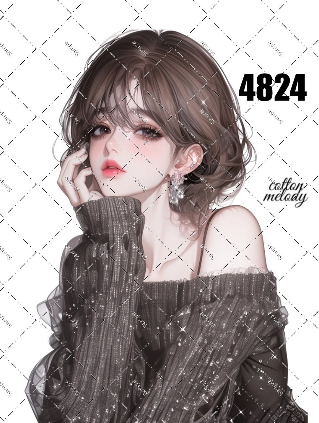 original sticker no.4824 人物贴纸 原创贴纸 原创人物贴纸 装饰贴纸 cotton melody - 贴纸 - 纸 