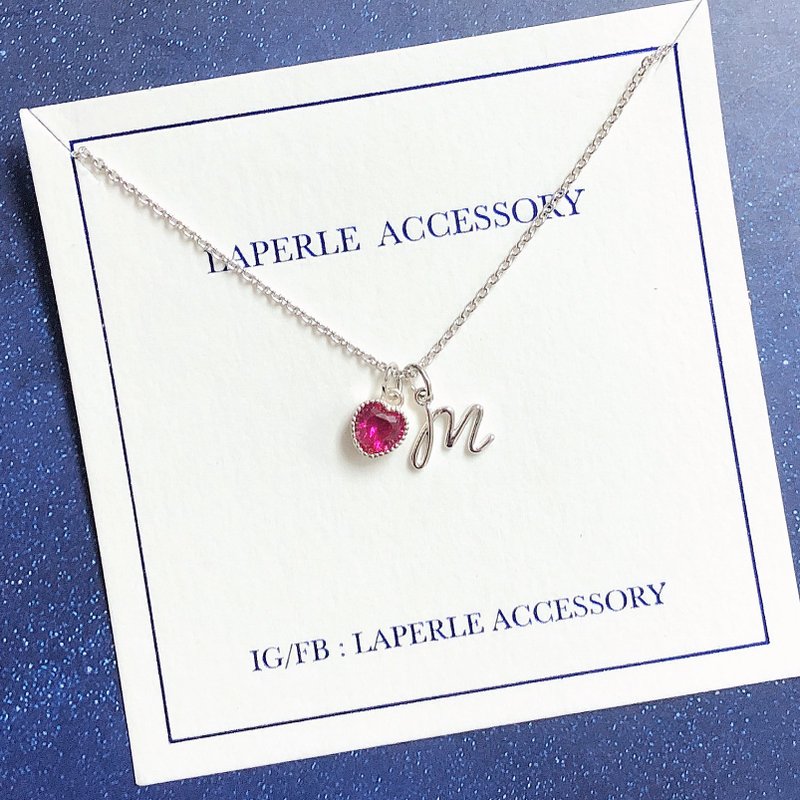 爱心 定制 英文字母  颈链 项链 婚礼小物 姊妹礼物 生日礼物 - 项链 - 其他金属 蓝色