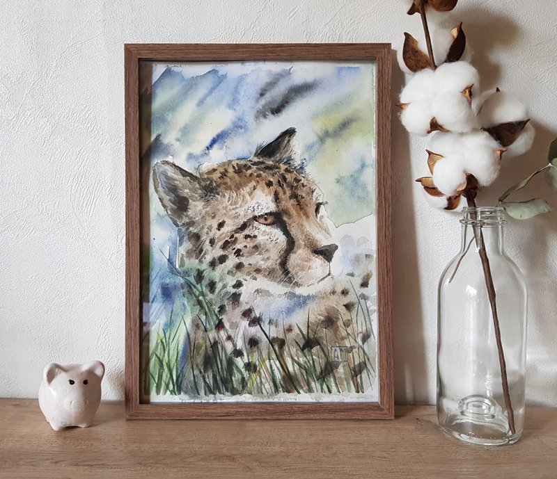 原创手工水彩画－猎豹肖像 - 墙贴/壁贴 - 其他材质 