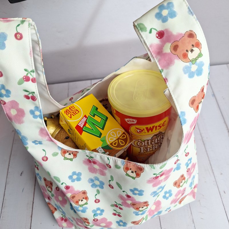 马甲袋-花与小熊 - 手提包/手提袋 - 聚酯纤维 