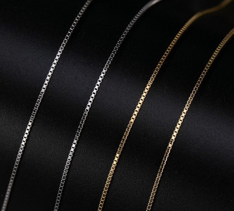 Classic Box Chains Necklaces for Women Ultra-thin 1 MM Chains Novel Adjustable - 项链 - 纯银 银色