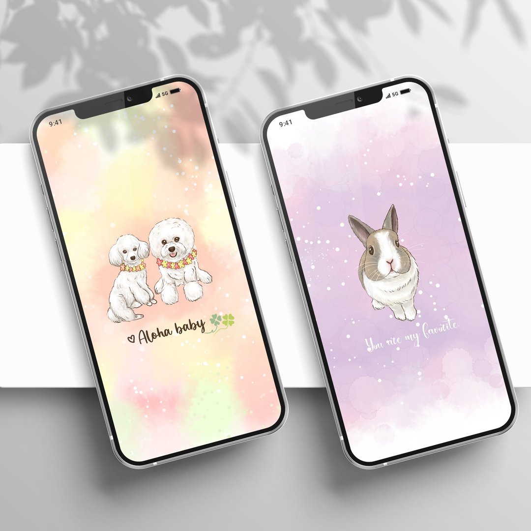 【定制毛孩手机壁纸】手绘|宠物|狗狗|猫咪|毛小孩|壁纸|电子档 - 订制画像 - 其他材质 多色