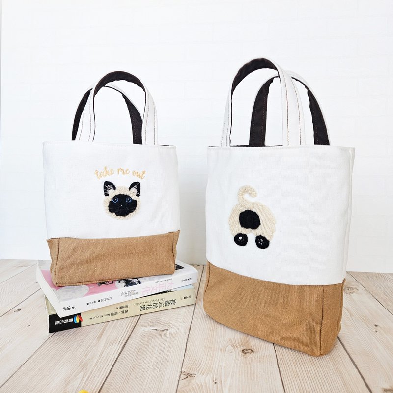 *带我出门*双杯提袋/饮料袋 - 加大升级版 猫咪系列 布偶猫 - 手提包/手提袋 - 其他人造纤维 卡其色