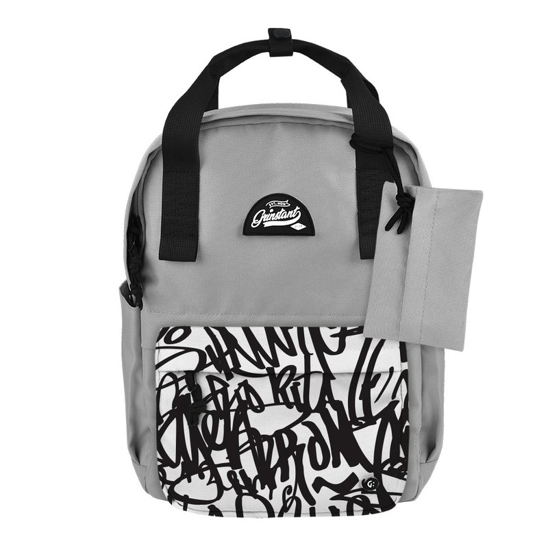 Grinstant混搭可拆组式13寸后背包 - 黑白系列 (灰色配黑色涂鸦) - 后背包/双肩包 - 聚酯纤维 灰色