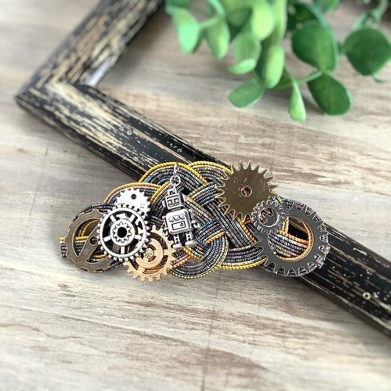 Valletta [Mecha Robo] Mizuhiki Steampunk Gear Gold - 发饰 - 其他材质 银色
