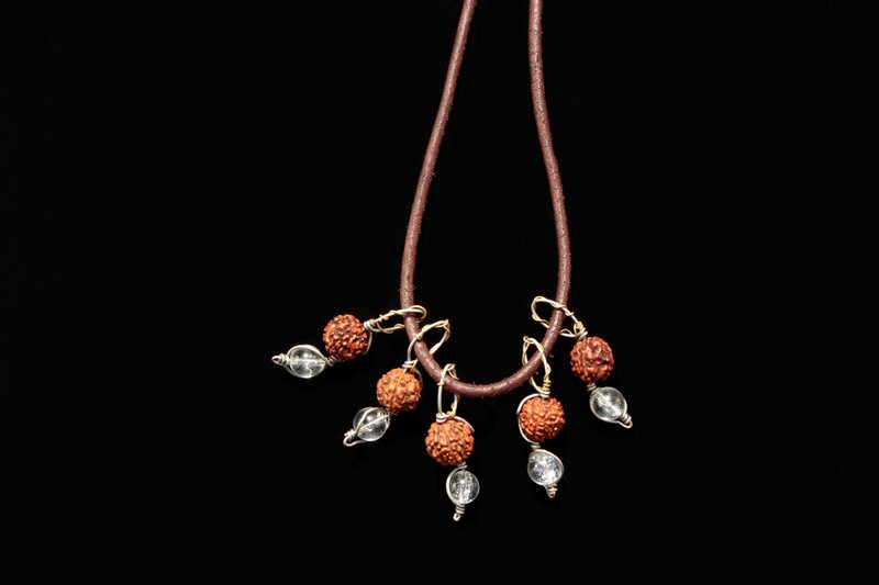 【太空系列】5办金刚菩提子+喜马拉雅水晶 _ 太空人 - 项链 - 宝石 多色