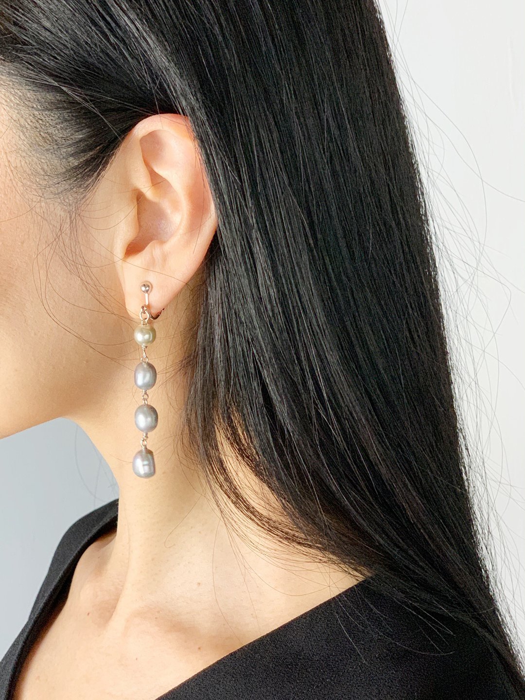 [June birthstone] Freshwater pearls that bring out joy 4 Clip-On/ earrings - 耳环/耳夹 - 半宝石 银色