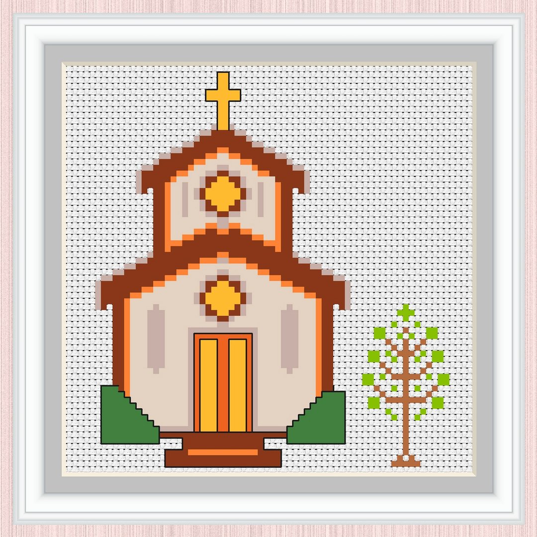 Catholic Church Cross Stitch Pattern | Small Church | Basilica - 手工艺教程/工具书 - 其他材质 