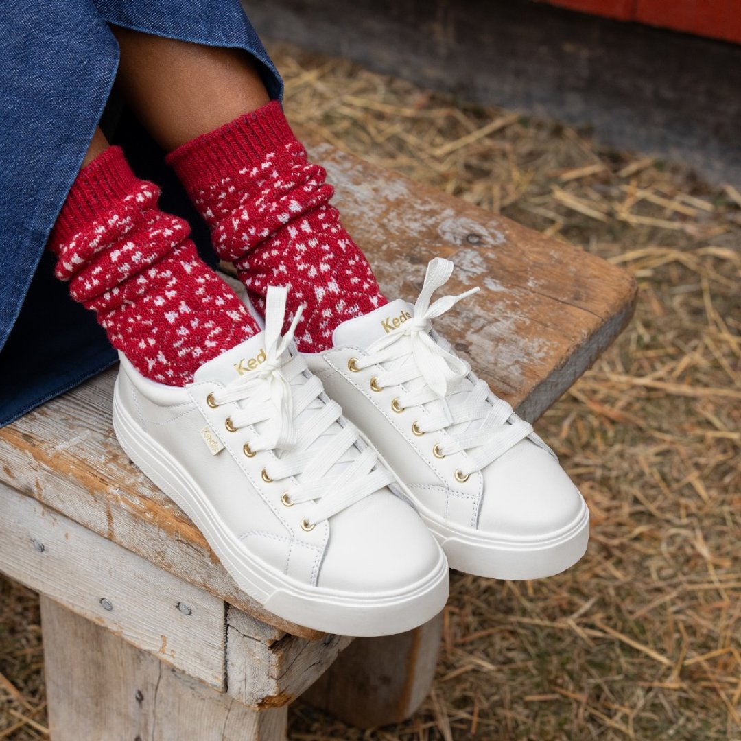 Keds PARK LEATHER 质感厚底皮革休闲鞋 冰川白 WH68784 - 女款休闲鞋 - 其他材质 