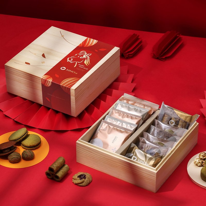 新年礼盒 | 松木精装 茶点茶包 红玉凤梨酥&铁观音燕麦饼 13/12入 - 手工饼干 - 其他材质 